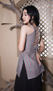 Tribal Stripes Crisscross Back kurti